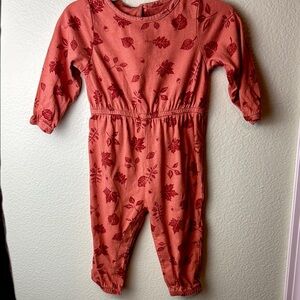 Floral Long Sleeve Baby Jumpsuit Romper 6-12 months persimmon terra-cotta